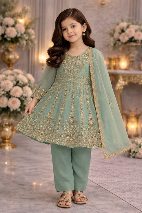 Baba Posh Girls Embroidered chiffon 3PC Suit BPG-06