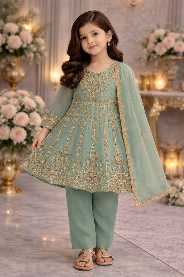 Baba Posh Girls Embroidered chiffon 3PC Suit BPG-06