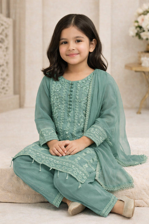 Baba Posh Girls Embroidered chiffon 3PC Suit BPG-08