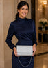 Women’s Silver Sequin Clutch Bag with Detachable Chain – Bridal Wedding, Prom and Evening Handbag