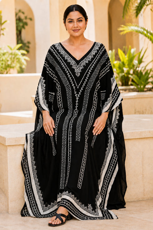 Miss Lavish London Women’s Plus Size Kaftan Dress – Batwing Beach Cover-Up for Summer Holidays