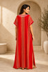 Women’s Red Moroccan Embroidered Kaftan Dress – Lightweight Boho Beach Cover-Up & Summer Maxi Dress