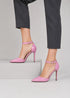 Women's Pink Patent Ankle Strap Stiletto Court Shoes Pointed Toe 221