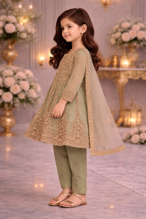 Baba Posh Girls Embroidered chiffon 3PC Suit BPG-04