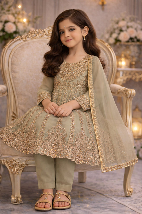 Baba Posh Girls Embroidered chiffon 3PC Suit BPG-04