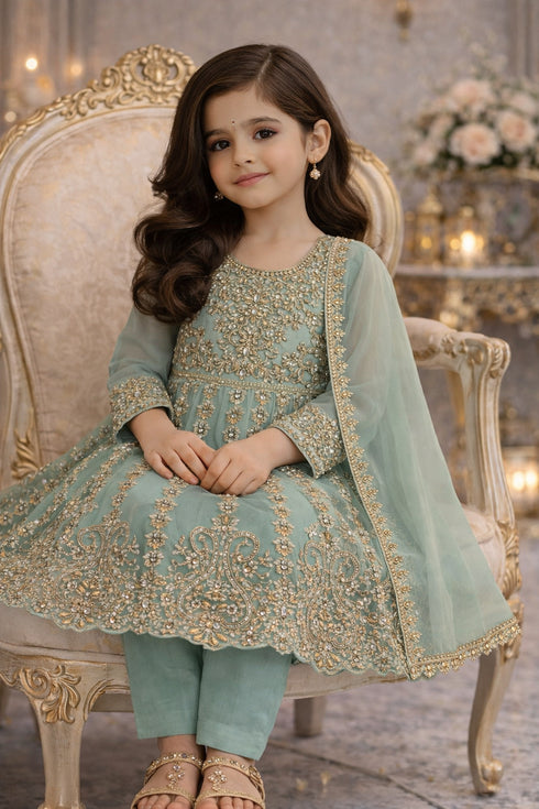 Baba Posh Girls Embroidered chiffon 3PC Suit BPG-06