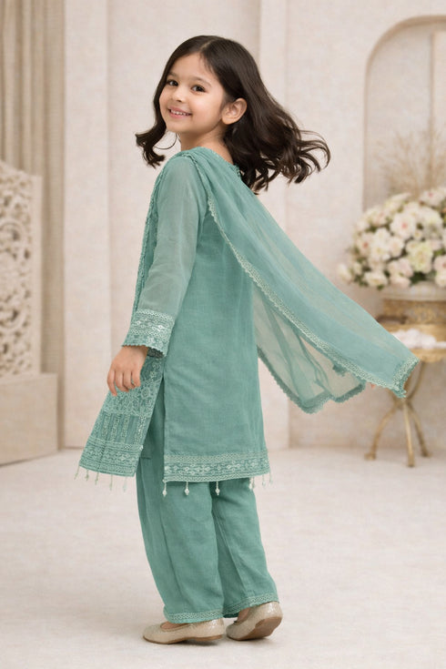 Baba Posh Girls Embroidered chiffon 3PC Suit BPG-08