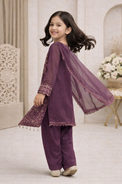 Baba Posh Girls Embroidered Organza 3PC Suit BPG-09