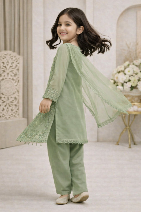 Baba Posh Girls Embroidered Organza 3PC Suit BPG-10