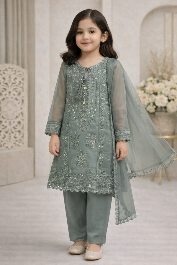 Baba Posh Girls Embroidered Organza 3PC Suit BPG-12
