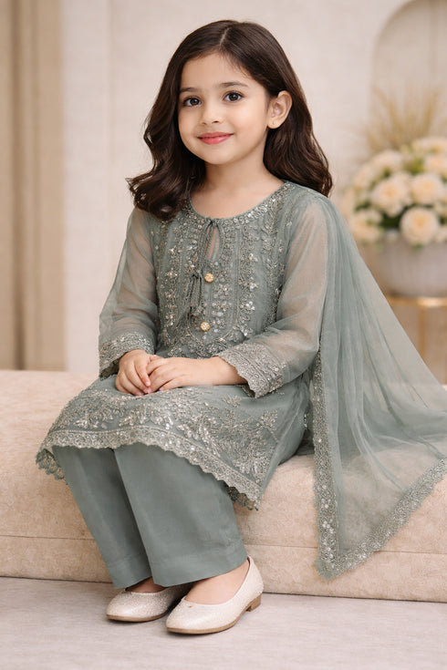 Baba Posh Girls Embroidered Organza 3PC Suit BPG-12