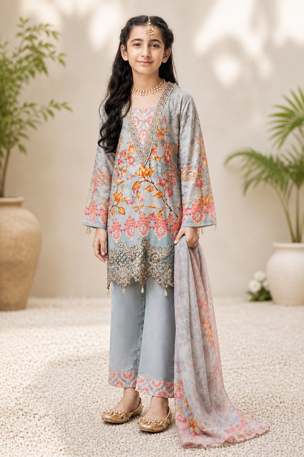 Simrans Mother N Daughter Premium Lawn Kids 3 Piece Suit - SKC01K