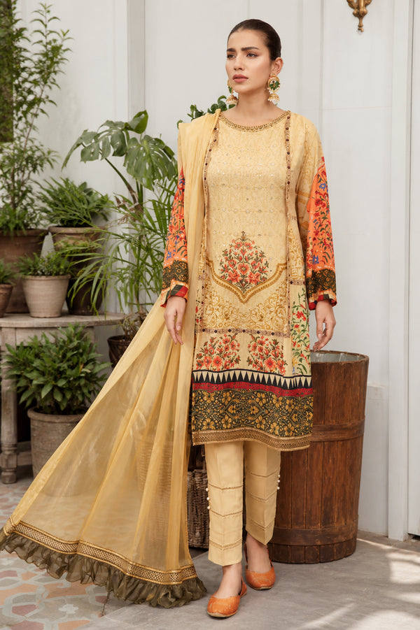 Simrans Digital Printed Grip Silk 3 Piece Suit - GSK 23