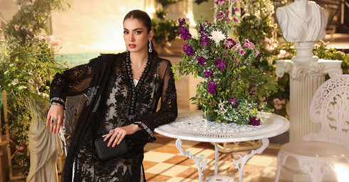 Maria B 3 Piece Embroidered Chiffon Suit MPC-26-101-Black