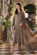 Maria B 3 Piece Embroidered Chiffon Suit MPC-26-102-Muted Mocha Brown
