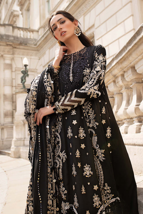 Maria B Embroidered Raw Silk Suit WF-09-03-Black