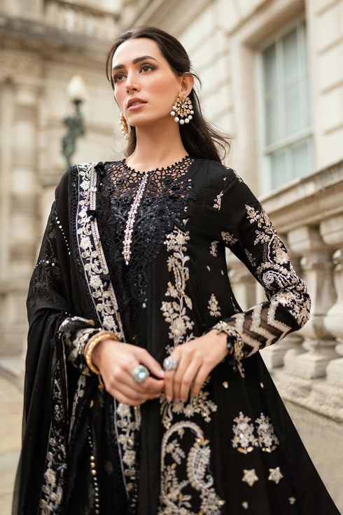 Maria B Embroidered Raw Silk Suit WF-09-03-Black