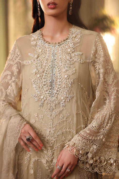Maria B 3 Piece Embroidered Chiffon Suit MPC-26-103-Olive Gold
