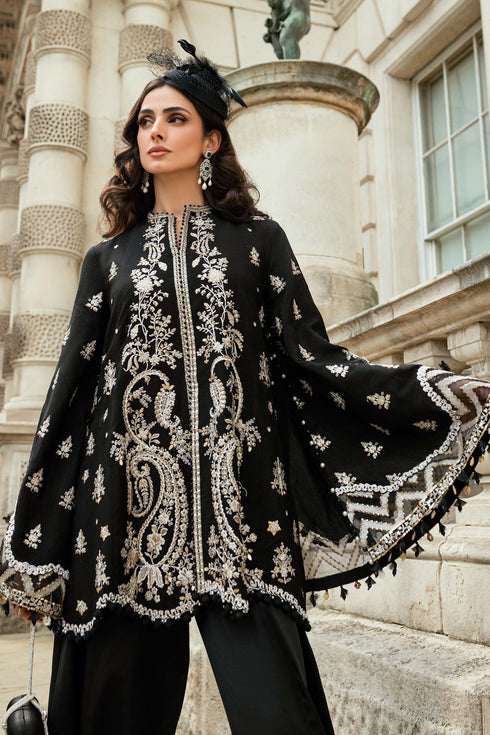 Maria B Embroidered Raw Silk Suit WF-09-03-Black