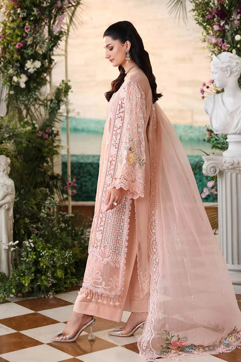 Maria B 3 Piece Embroidered Chiffon Suit MPC-26-104-Peach Pink