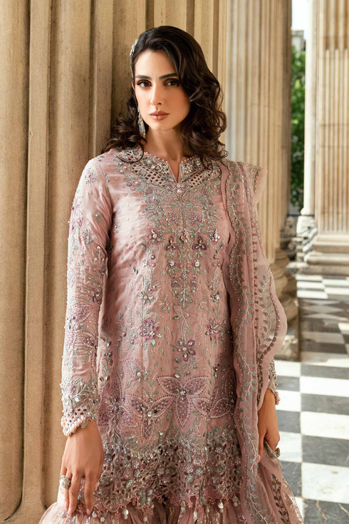 Maria B Embroidered Raw Silk Suit WF-09-05-Nude Pink