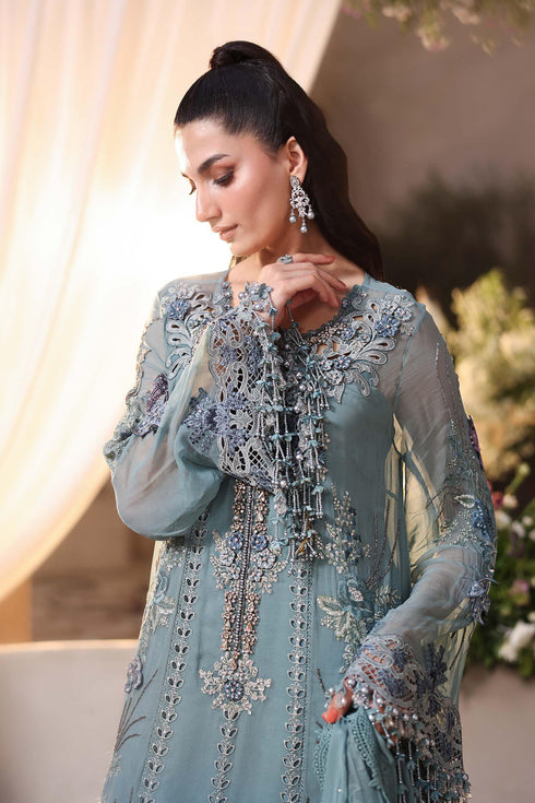 Maria B 3 Piece Embroidered Chiffon Suit MPC-26-106-Slate Blue