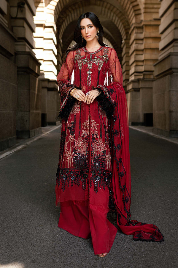 Maria B Embroidered Organza Suit WF-09-06-Red