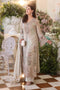 Maria B 3 Piece Embroidered Chiffon Suit MPC-26-107-Ivory Beige