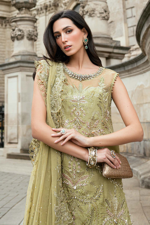 Maria B Embroidered Raw Silk Suit WF-09-08-Olive Green