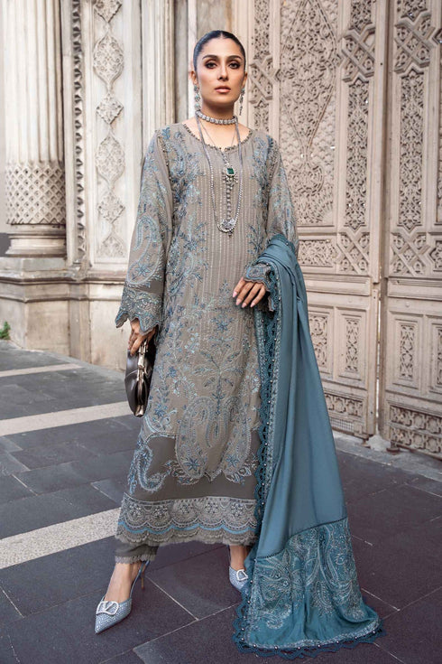 Maria B Embroidered Linen 3 Piece suit DL-1104