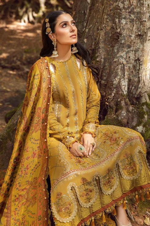Maria B Embroidered Linen 3 Piece suit DL-1110