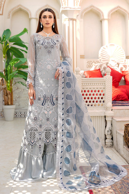 Maryams Embroidered Organza3 Piece Suit L-504