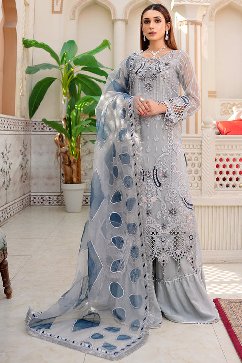 Maryams Embroidered Organza3 Piece Suit L-504
