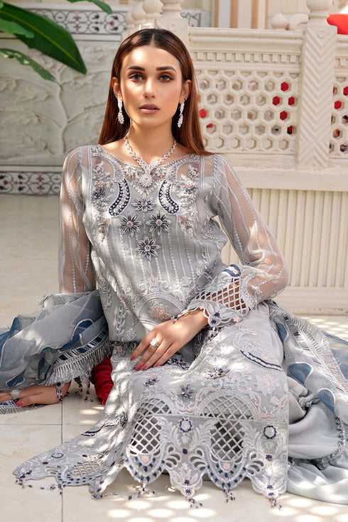 Maryams Embroidered Organza3 Piece Suit L-504