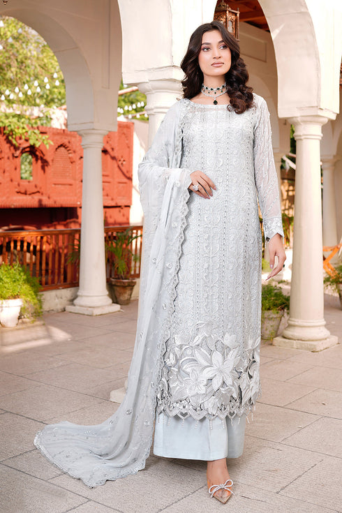 Maryams Embroidered Chiffon 3 Piece Suit A-6008
