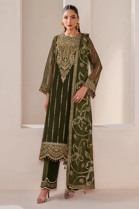 Alizeh Embroidered Chifffon Suit AF-HM-4033-Olivia