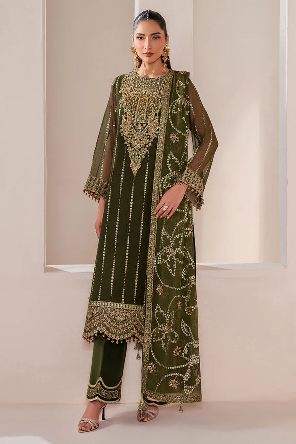 Alizeh Embroidered Chifffon Suit AF-HM-4033-Olivia