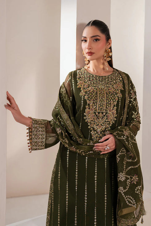 Alizeh Embroidered Chifffon Suit AF-HM-4033-Olivia