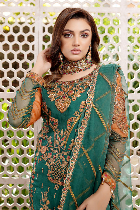 Maryams Embroidered Organza 3 Piece Suit L-710