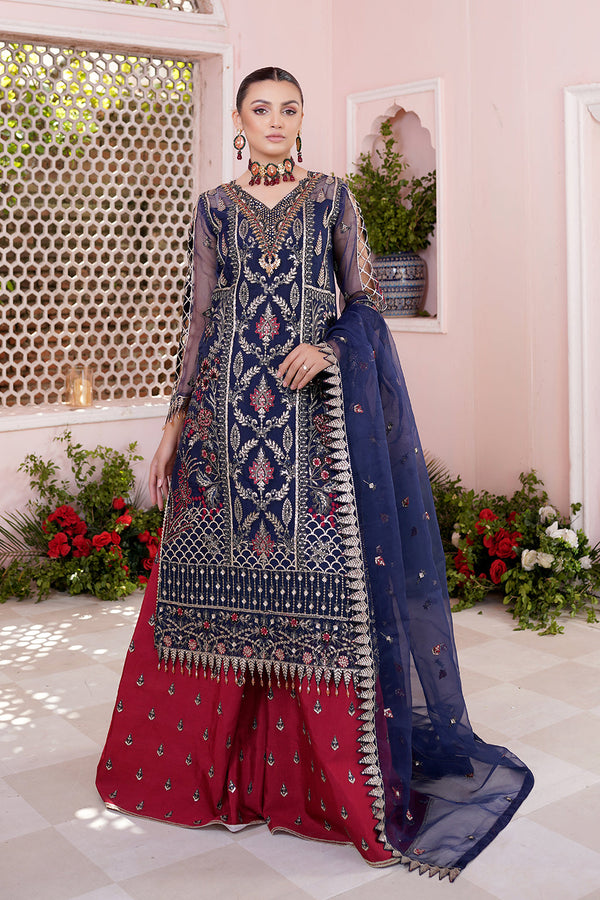 Maryams Embroidered Organza 3 Piece Suit L-702