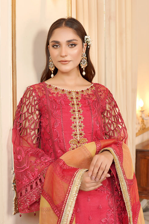 Maryams Embroidered Organza 3 Piece Suit L-605