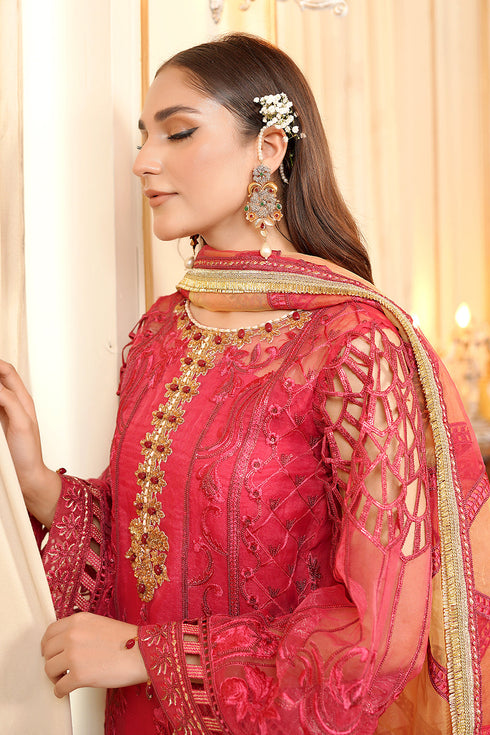 Maryams Embroidered Organza 3 Piece Suit L-605
