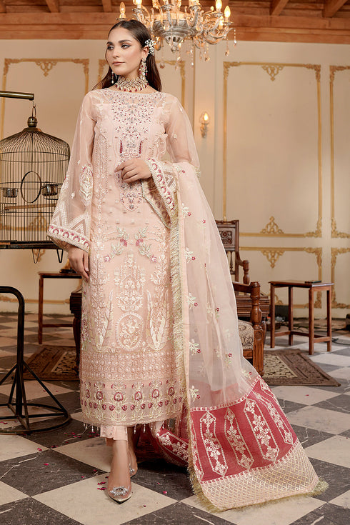Maryams Embroidered Organza 3 Piece Suit L-607