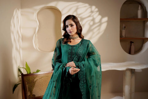 Maryams Embroidered Organza Suit M-1403