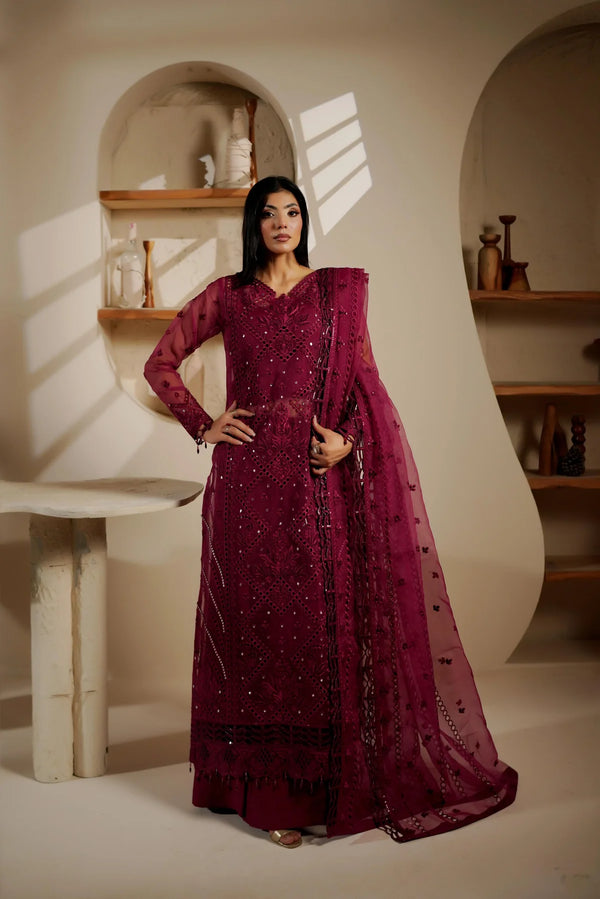 Maryams Embroidered Organza Suit M-1401