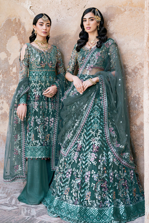 Ramsha Embroidered Net 3 Piece suit H-208