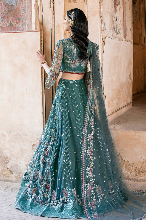 Ramsha Embroidered Net 3 Piece suit H-208