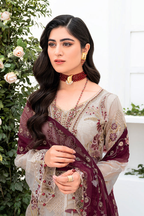 Ramsha Embroided Organza 3 Piece suit M-806