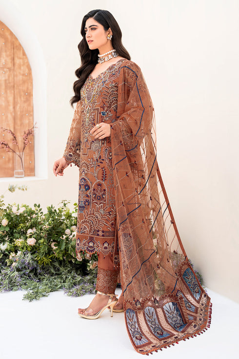 Ramsha Embroided Organza 3 Piece suit M-808