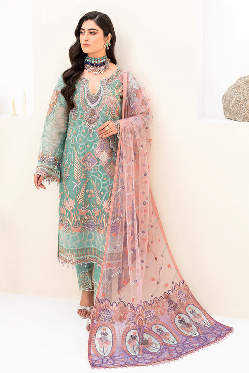 Ramsha Embroided Organza 3 Piece suit M-807